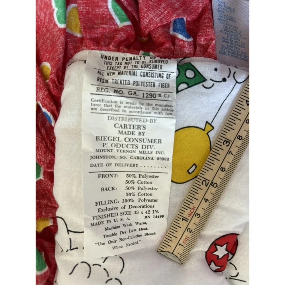 Vintage Carters Riegel Baby Blanket Balloon Bear Reversible Ruffle Comforter USA